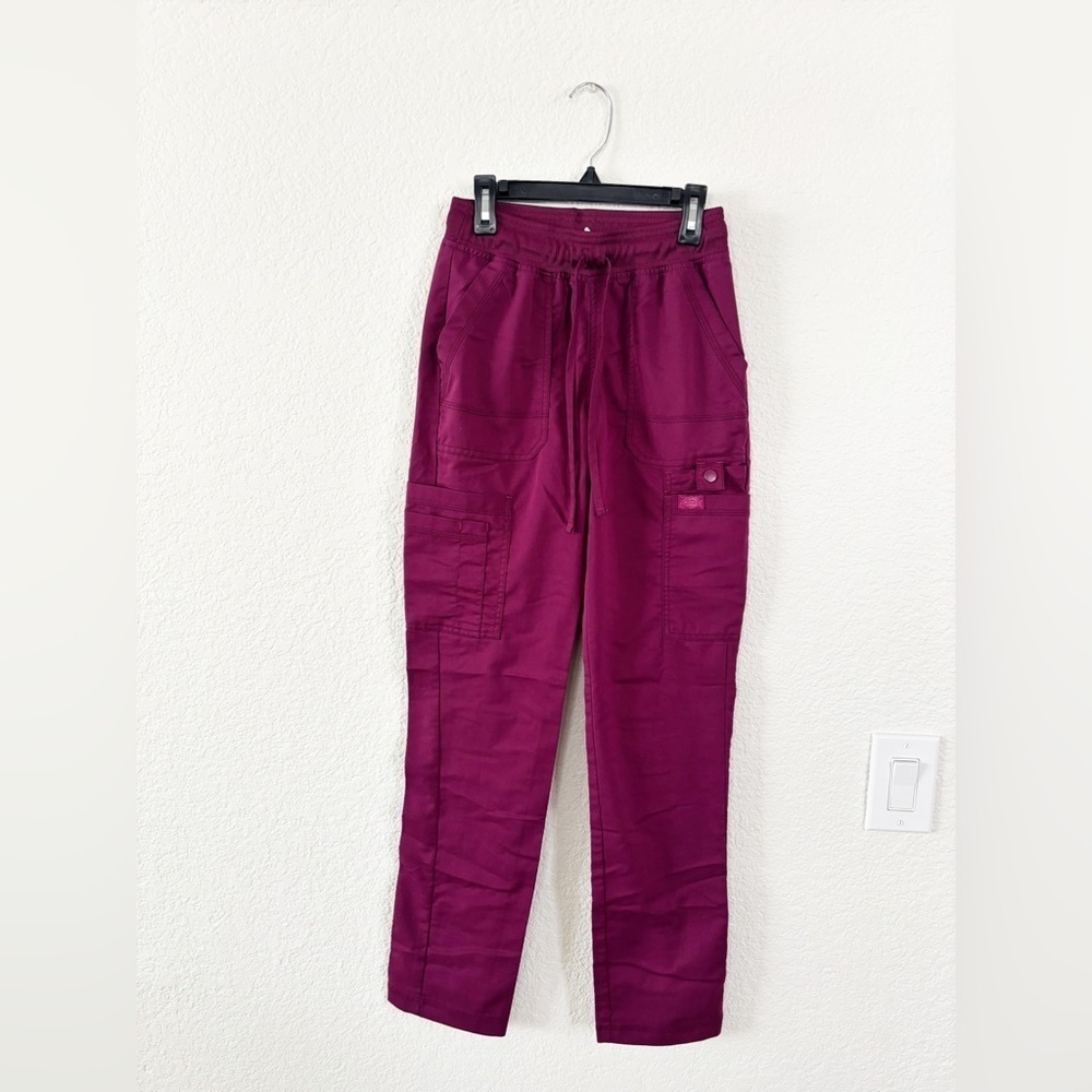 Dickies Medical Scrub Pants XXS Wine‎ Burgundy Cargo Utility Drawstring DK080